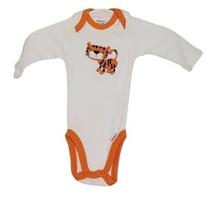 K1096 * Gerber Embroidered Tiger Onesie White Orange Size NB